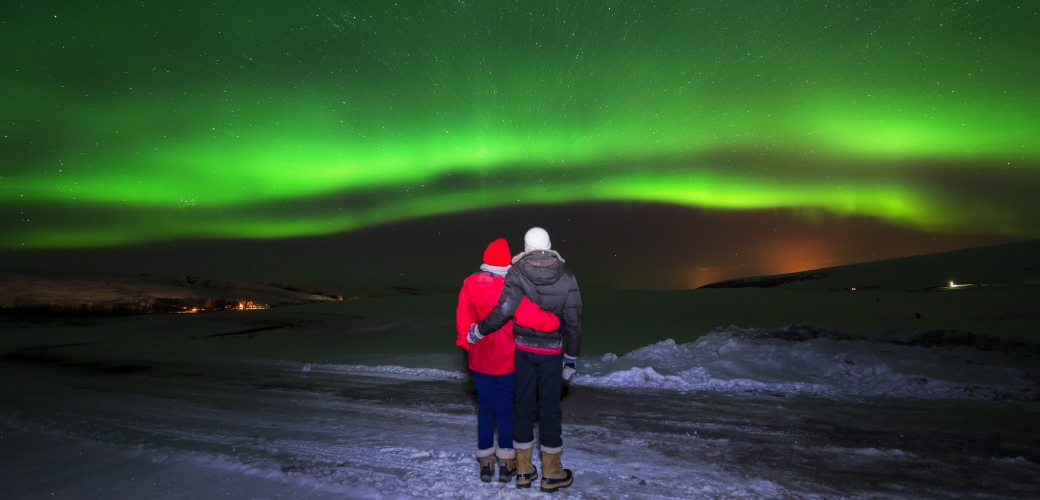 Aurora borealis, das Polarlicht. Wunderschöne Lichtstimmung in Island.